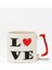 Love Aşk Hediye Baskılı Kırmızı Kulplu Modern Seramik Kupa 1