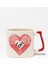 Kalpte Love Hediyelik Baskılı Kırmızı Kulplu Modern Seramik Kupa 1