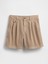 Kadın Haki 6" Mid Rise Twill Pileli Şort Pantolon 2