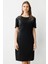 Kadın Büyük Beden Taş Işlemeli Kısa Kollu Elbise 5960 Siyah 3