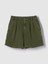 Kadın Koyu Yeşil 6" Mid Rise Twill Pileli Şort Pantolon 1