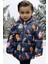 Erkek Çocuk Polarlı Kapüşonlu Roket Desenli Kışlık Şişme Mont & Kaban & Parka 3