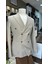 Bej Kruvaze Slim Fit Erkek Ceket (Astarsız) 4