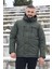Spor Erkek Polarlı Kürklü Su ve Rüzgar Geçirmez Kapüşonlu Mont Parka 2