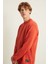 Natas Erkek Yumuşacık Kumaşlı Regular Organik Cotton Yuvarlak Yakalı Kiremit Rengi Sweatshirt 3
