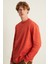Natas Erkek Yumuşacık Kumaşlı Regular Organik Cotton Yuvarlak Yakalı Kiremit Rengi Sweatshirt 4
