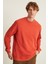 Natas Erkek Yumuşacık Kumaşlı Regular Organik Cotton Yuvarlak Yakalı Kiremit Rengi Sweatshirt 5