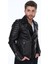 Hakiki Deri Siyah Manuel Fermuarlı Erkek Deri Ceket 4