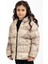 Spor Kız Çocukçiçek Desen Polar Su ve Rüzgar Geçirmez Kapüşonlu Şişme Mont 2
