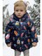 Kız Çocuk Polarlı Kapüşonlu Roket Desenli Kışlık Şişme Mont & Kaban & Parka 1