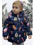 Kız Çocuk Polarlı Kapüşonlu Roket Desenli Kışlık Şişme Mont & Kaban & Parka 5