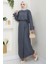 Bağcık Detaylı Etekli Takım Füme HM2724 1