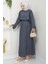 Bağcık Detaylı Etekli Takım Füme HM2724 4
