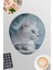 Beyaz Kedi Kış Temalı No:1 Oyuncu Gaming Oval Bilek Destekli Mousepad 1