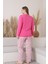 X-Dreamy Büyük Beden Pamuklu Düğmeli Yaka Uzun Kollu Penye Pijama Takımı 3