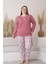 X-Dreamy Büyük Beden Pamuklu Düğmeli Yaka Uzun Kollu Penye Pijama Takımı 2