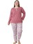 X-Dreamy Büyük Beden Pamuklu Düğmeli Yaka Uzun Kollu Penye Pijama Takımı 4