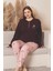 X-Dreamy Büyük Beden Pamuklu Düğmeli Yaka Uzun Kollu Penye Pijama Takımı 1