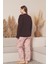 X-Dreamy Büyük Beden Pamuklu Düğmeli Yaka Uzun Kollu Penye Pijama Takımı 3