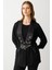Kadın Büyük Beden Taş Işlemeli Duble Kol Ceket 4984 Siyah 1