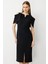 Kadın Yakası Taşlı Zincirli Midi Boy Elbise 5070 Siyah 2