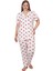Büyük Beden Milan Düğmeli Kalpli Likralı Gömlek Pijama Takımı 4