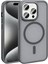 Iphone 15 Pro Max Kılıf Magsafe Uyumlu Şarj Özellikli Mat Arka Yüzey Zore Sio Kapak-Gri 1