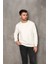 Erkek Ekru Renk Bisiklet Yaka Oversize Sweatshirt Unisex 3