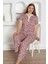 X-Dreamy Büyük Beden Likralı Pamuklu Çiçekli Kısa Kollu Pijama Takımı 2