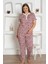X-Dreamy Büyük Beden Likralı Pamuklu Çiçekli Kısa Kollu Pijama Takımı 3