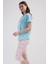 Pamuklu Kadın Kısa Kol Kaprili Pijama Takım , 408347 2