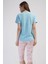 Pamuklu Kadın Kısa Kol Kaprili Pijama Takım , 408347 4