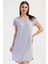 Kadın Vıscon Büyük Beden V Yaka Dantelli Kısa Kol Gecelik , 409302 1