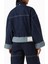 Kemerli Boxy Denim Ceket Lacivert, Peplum Detaylı, Oversize Kesim 3