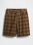 Erkek Kahverengi Kareli Kanvas Şort 2