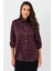 Kadın Bordo-Siyah Leopar Desenli Saten Gömlek MRAD5901-1 4