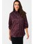 Kadın Bordo-Siyah Leopar Desenli Saten Gömlek MRAD5901-1 5