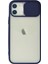 iPhone 12 Kılıf Palm Buzlu Kamera Sürgülü Silikon - Lacivert - CRM8309-9391 1