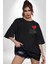 Spor ve Yoga Pantolonu Severlere Özel Siyah Oversize Kadın Erkek Ön Minimal Baskılı Tişört 3