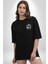 Gangster Panda Hip-Hop Cool Panda Siyah Oversize Kadın Erkek Ön Minimal Baskılı Tişört 2