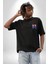 Kelebek Kanatlı Modern Genç Tasarımı Siyah Oversize Kadın Erkek Ön Minimal Baskılı Tişört 2