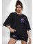 Hip Hop Dövme Kelebek Kız Özel Tasarım Siyah Oversize Kadın Erkek Ön Minimal Baskılı Tişört 1