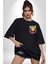 Artık Sıkılmıyorum Siyah Oversize Kadın Erkek Ön Minimal Baskılı Tişört 1