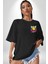 Artık Sıkılmıyorum Siyah Oversize Kadın Erkek Ön Minimal Baskılı Tişört 3