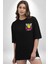 Artık Sıkılmıyorum Siyah Oversize Kadın Erkek Ön Minimal Baskılı Tişört 4