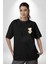 Mavi Kare Desenli Ayıcık Kawaii Stil Siyah Oversize Kadın Erkek Ön Minimal Baskılı Tişört 5
