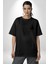 Meditasyon ve Yoga Yazılı Minimalist Siyah Oversize Kadın Erkek Ön Minimal Baskılı Tişört 4