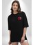 Neon Kelebek Kanatlı Mikrofonlu Genç Kız Siyah Oversize Kadın Erkek Ön Minimal Baskılı Tişört 5