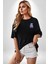 Digital Dreamer Teddy Bear Futuristic Siyah Oversize Kadın Erkek Ön Minimal Baskılı Tişört 5
