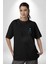Mavi Neon Işık Detaylı Sokak Modası Ayıcık Siyah Oversize Kadın Erkek Ön Minimal Baskılı Tişört 5
